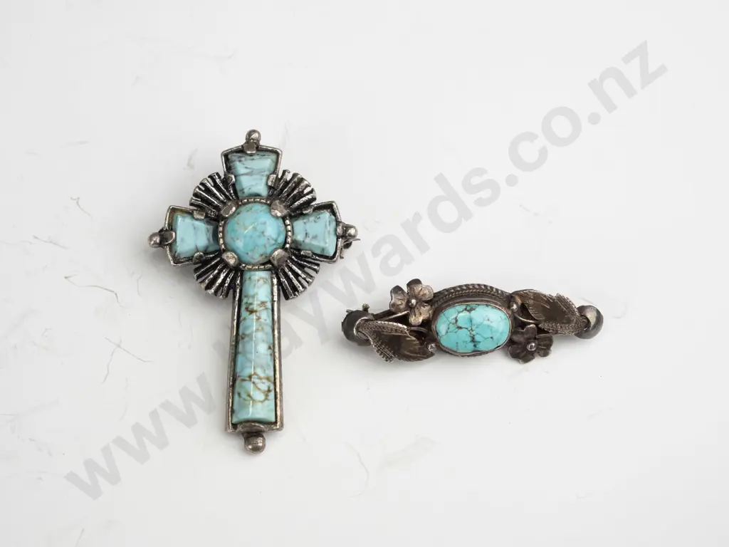 2  turquoise brooches Image 1++