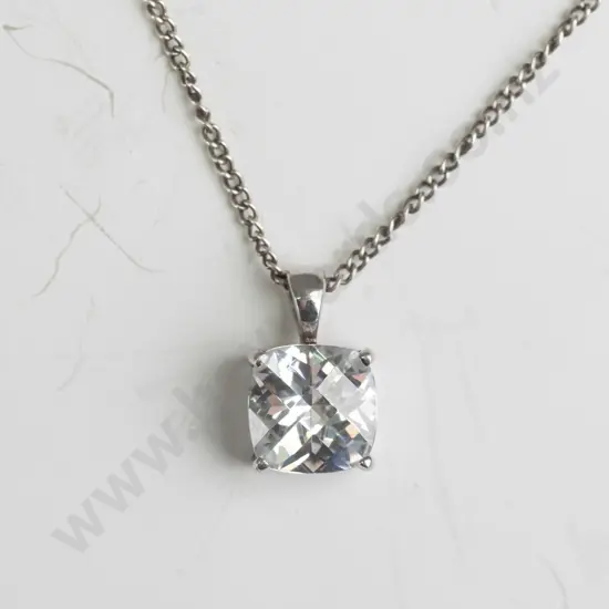 silver cz necklace stamped 925
