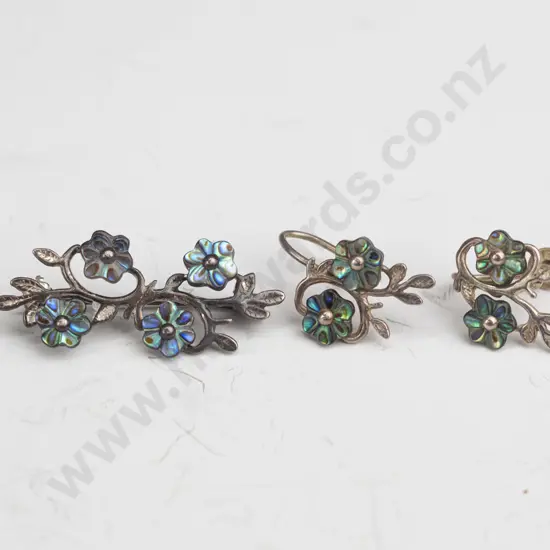 paua shell brooch & earring [screw on] set
