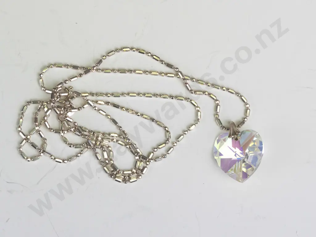 crystal heart necklace chain stamped 925 Image 1++