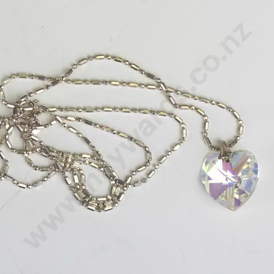 crystal heart necklace chain stamped 925