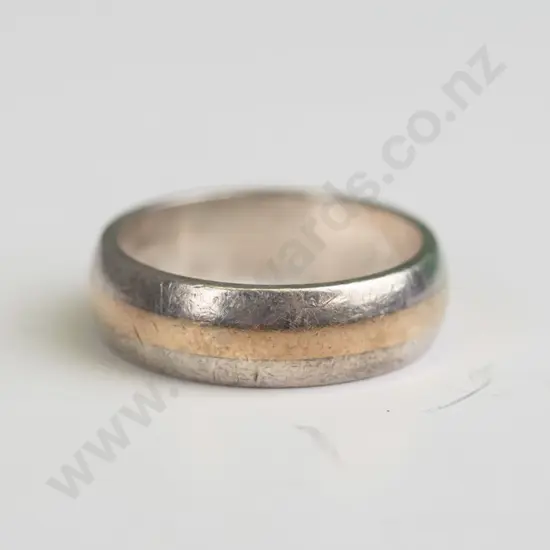 silver ring stamped stg 9ct size P/Q