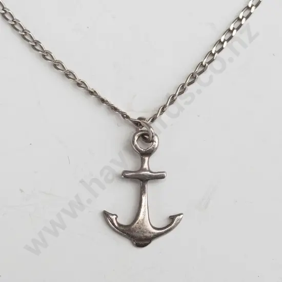 silver anchor necklace stamped