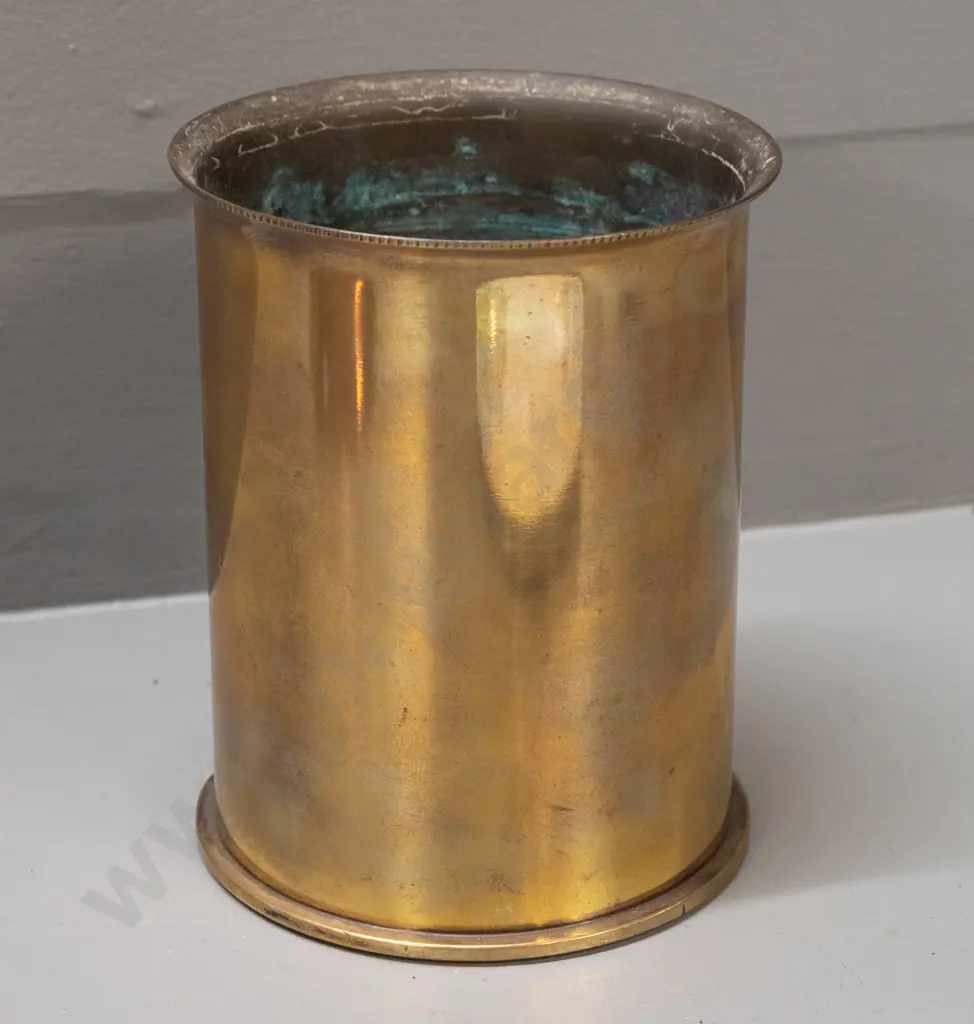 cut down 105mm M14 brass shell casing, marked 1969, with flared top for use as vase H-150 D-120 Image 1++