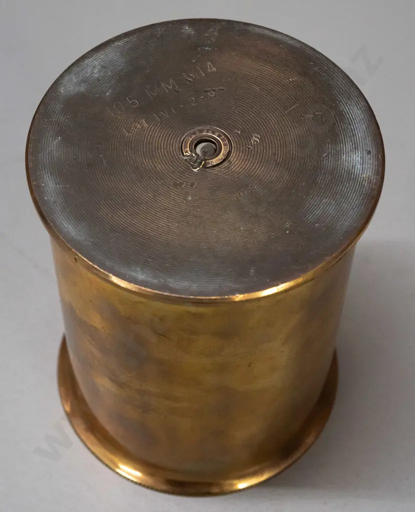 cut down 105mm M14 brass shell casing, marked 1969, with flared top for use as vase H-150 D-120 Image 1++