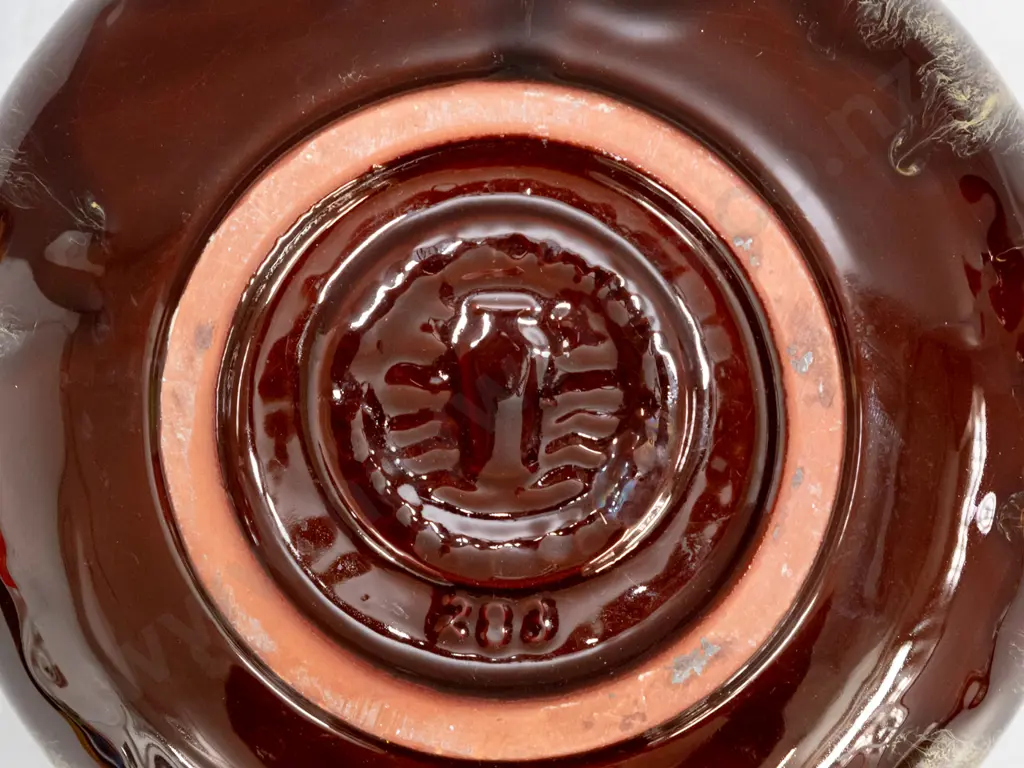 Blue Mountain gold & brown glaze jardiniere marked 283 on base - some stains inside H-140 D-210 Image 1++