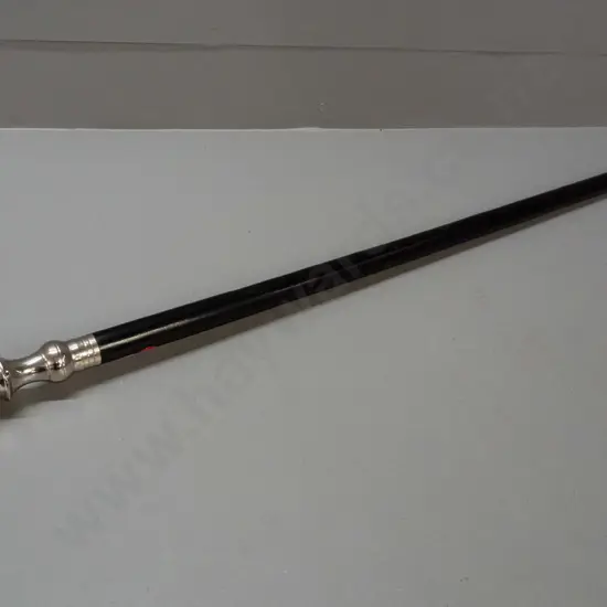 black laquered walking stick with heavy silver-plated handle, plated ferrule L-920