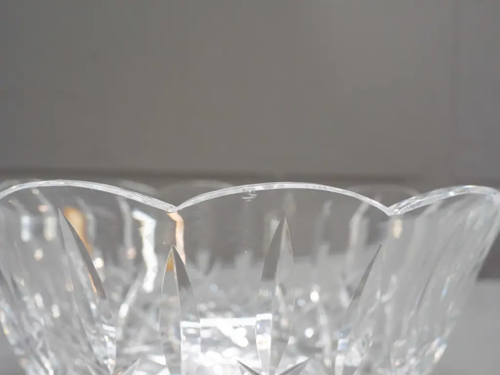 2 Waterford cut crystal bowl with remnant labels - smaller one has tiny chip to rim, larger is H-110 D-250 Image 1++