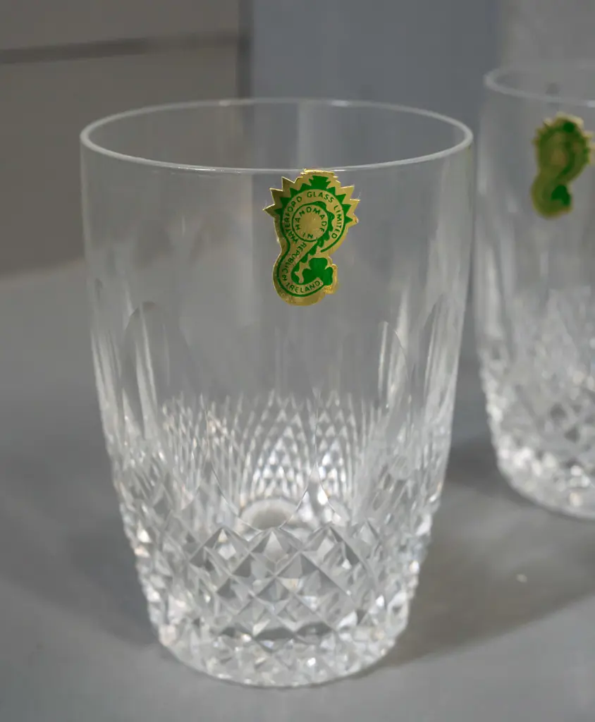 6 Waterford cut crystal tumblers with labels H-110 Image 1++