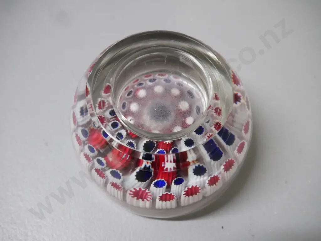 2x heavy art glass paperweights pen holder & ink pottle? Larger H-110 D-90 [some pitting to inside of smaller] Image 1++