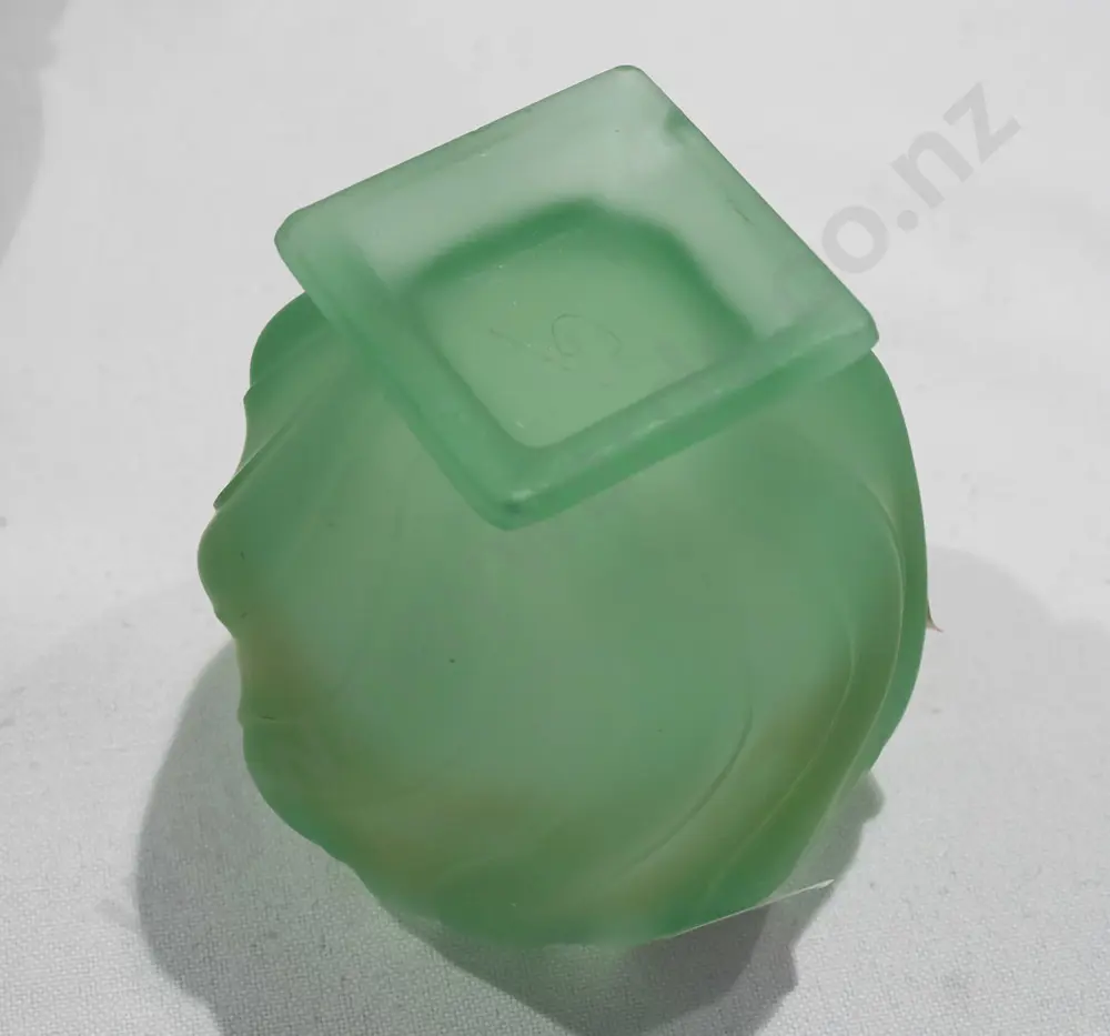 vintage Art Deco green Uranium Glass footed vase H-110 [small shallow chip to base] Image 1++