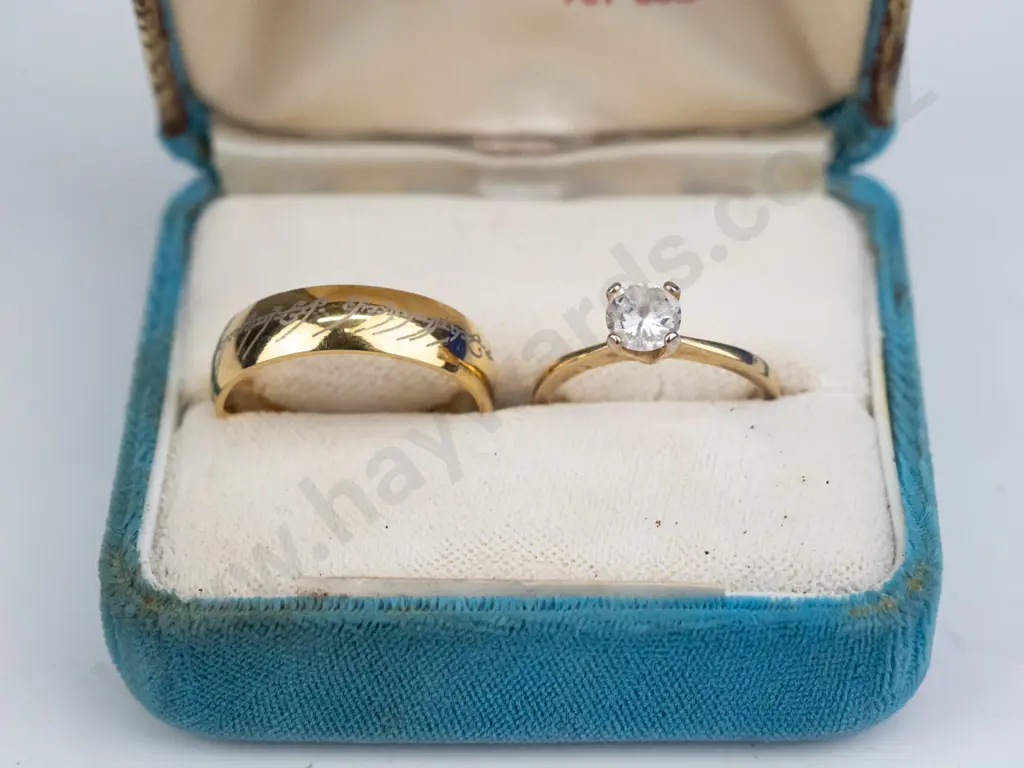 wedding band ring size U with engraving no mark & cz ring stamped 925 size N Image 1++