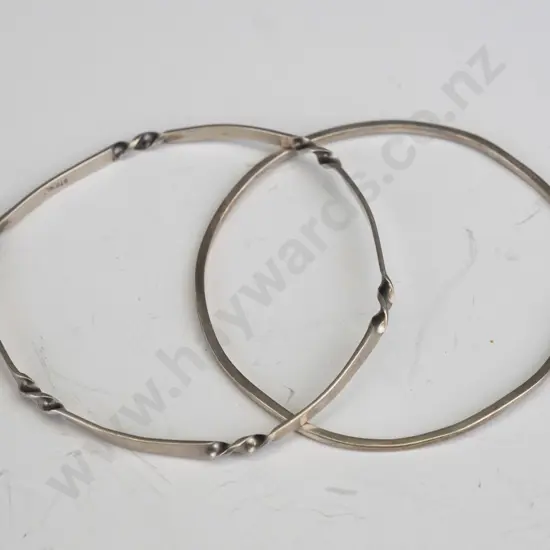 2 silver bangles both stamped stg sil