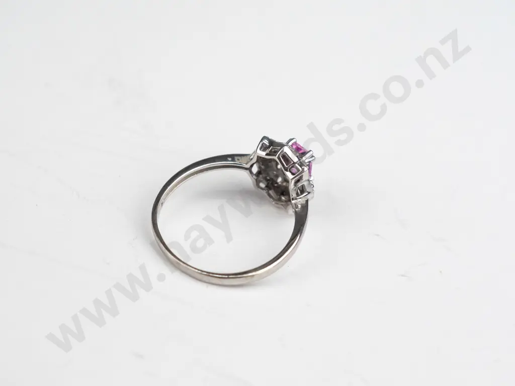 silver pink & cz ring stamped 925 size S Image 1++
