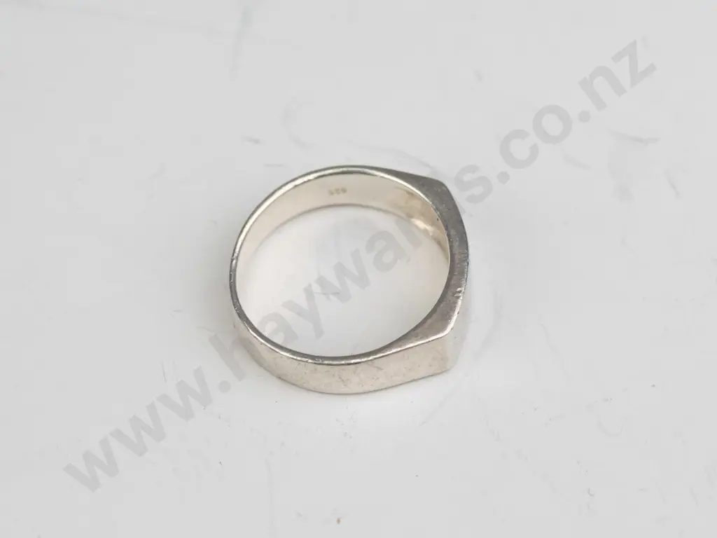 silver ring with small cz stone stamped 925 size T/U Image 1++