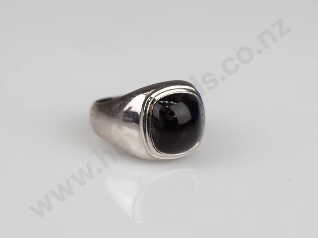 silver ring with black stone stamped S925 size P/Q Image 1++