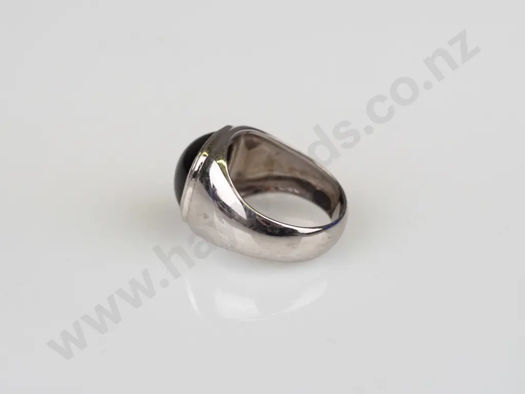 silver ring with black stone stamped S925 size P/Q Image 1++