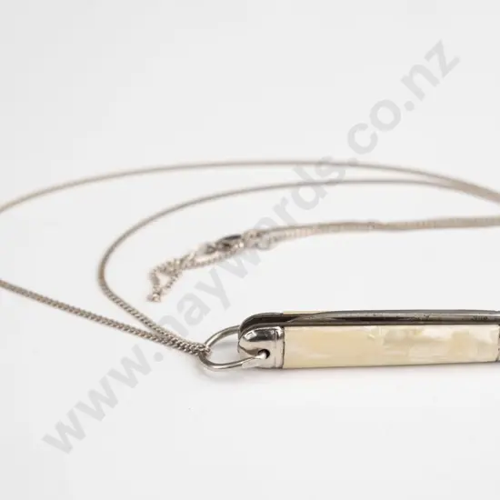 small pocket knife on silver chain - chain stamped 925