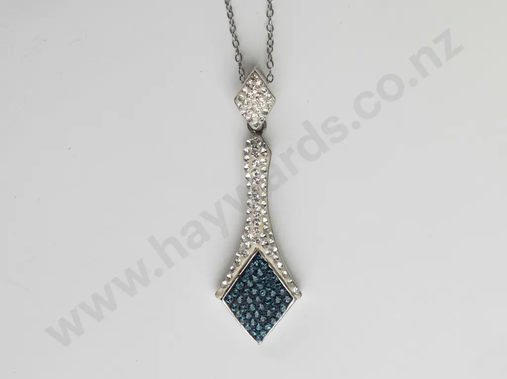silver cz necklace stamped 925 Image 1++