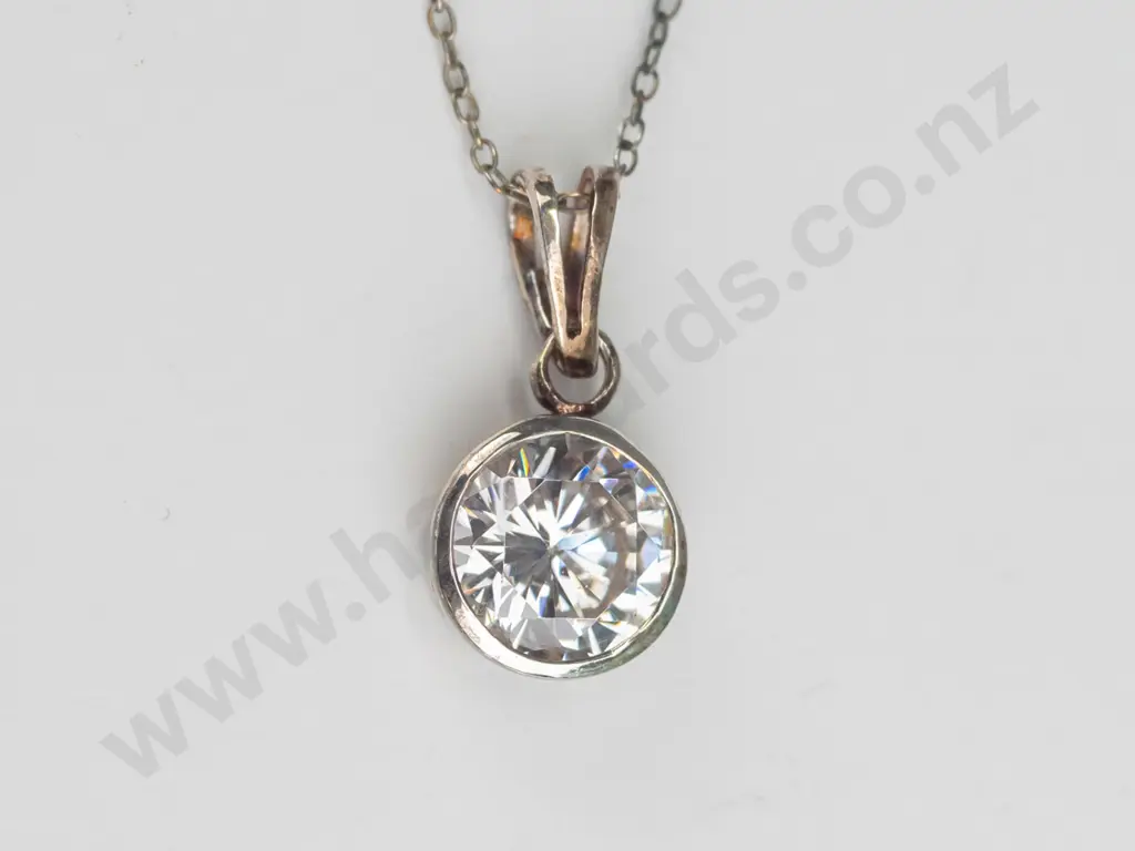 silver cz necklace chain stamped 925 Image 1++