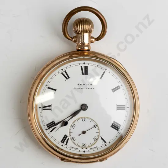 Zenith pocket watch gold plate case - going