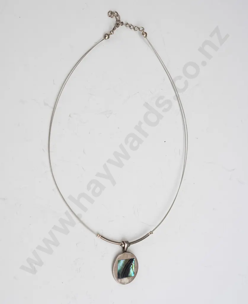 silver paua shell necklace stamped 925 Image 1++