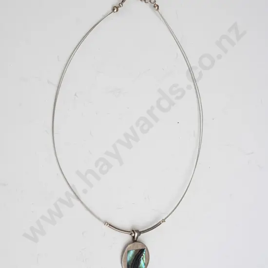 silver paua shell necklace stamped 925
