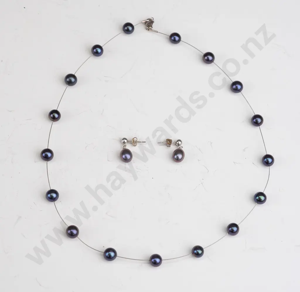 silver necklace & earring set stamped 925 Image 1++