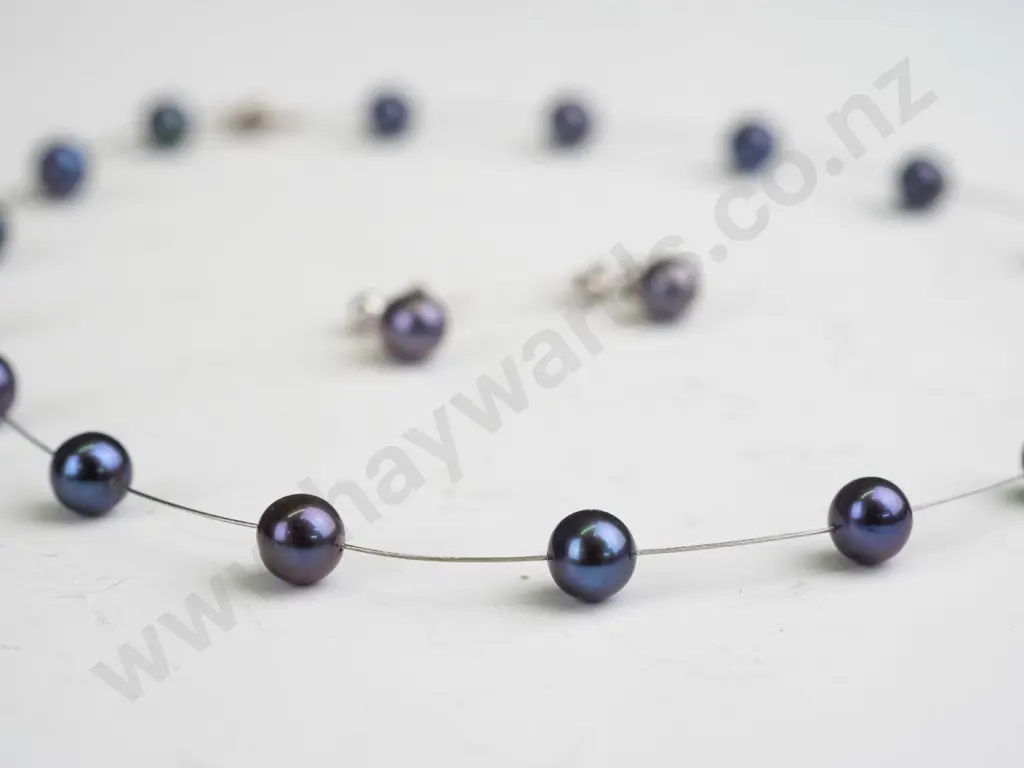 silver necklace & earring set stamped 925 Image 1++