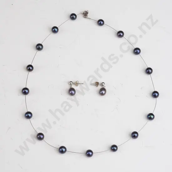 silver necklace & earring set stamped 925