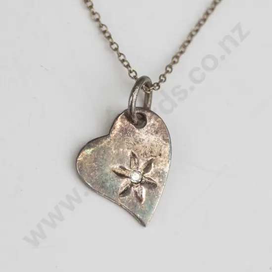 silver heart necklace stamped 925