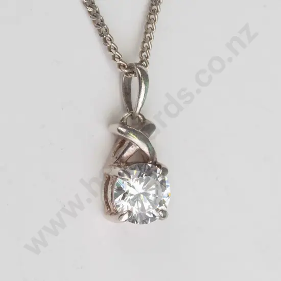 silver cz necklace stamped 925