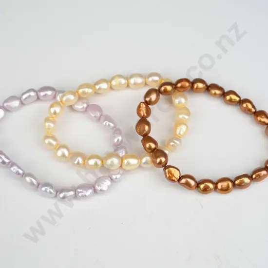 3x real pearl bracelets 36gms