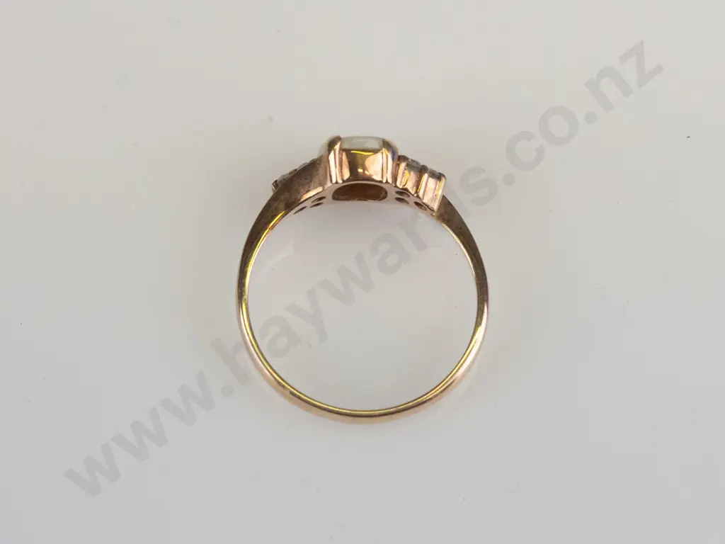 opal & cz ring stamped 375   2.14gm size N.5 Image 1++