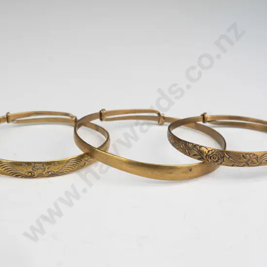 3 silver adjustable bangles stamped silver