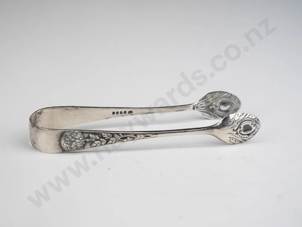 silver plated sugar tongs - stamped PA & S E P Image 1++