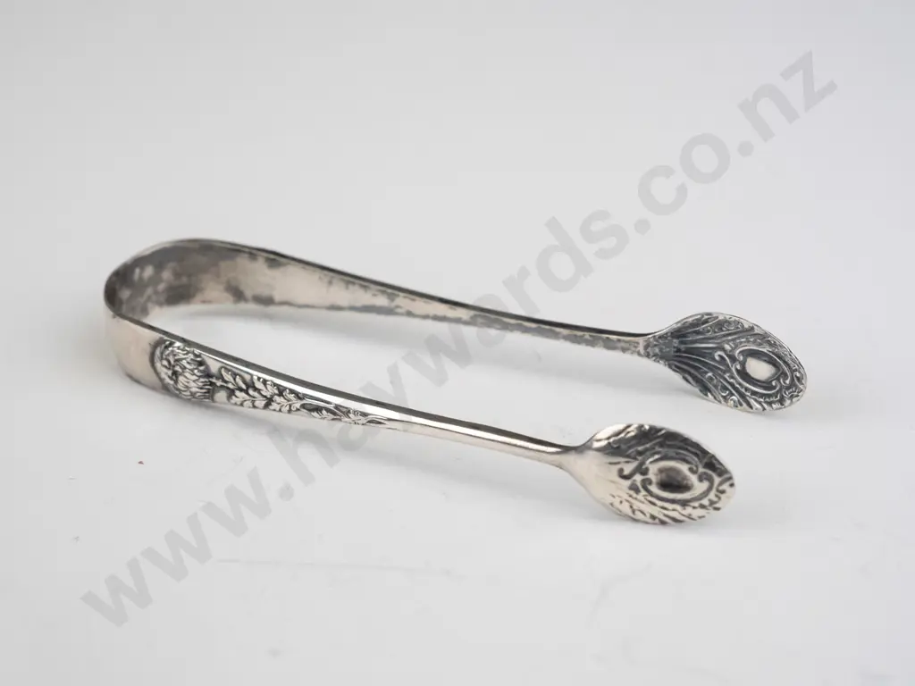 silver plated sugar tongs - stamped PA & S E P Image 1++