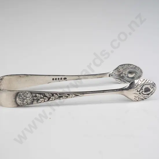 silver plated sugar tongs - stamped PA & S E P
