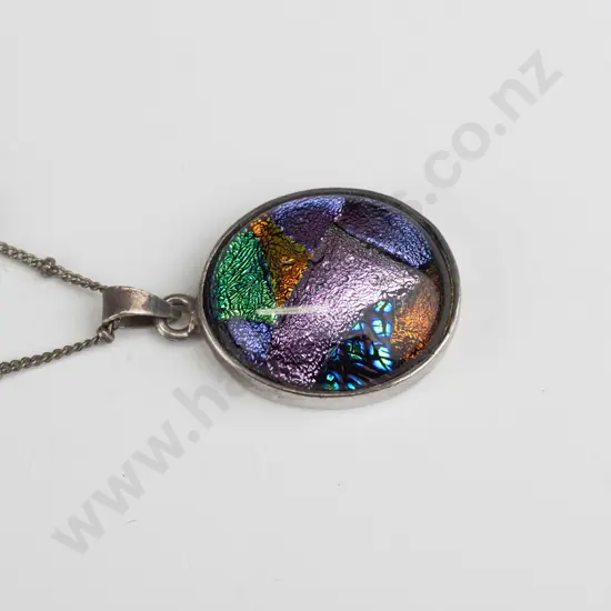 silver multi coloured necklace stamped 925