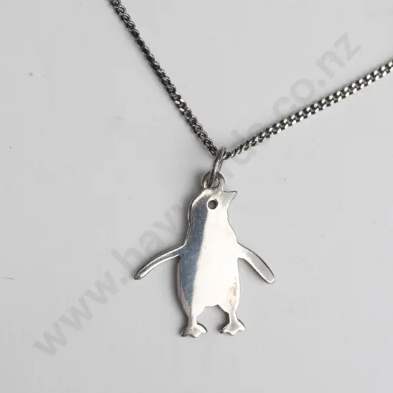 silver penguin necklace stamped 925