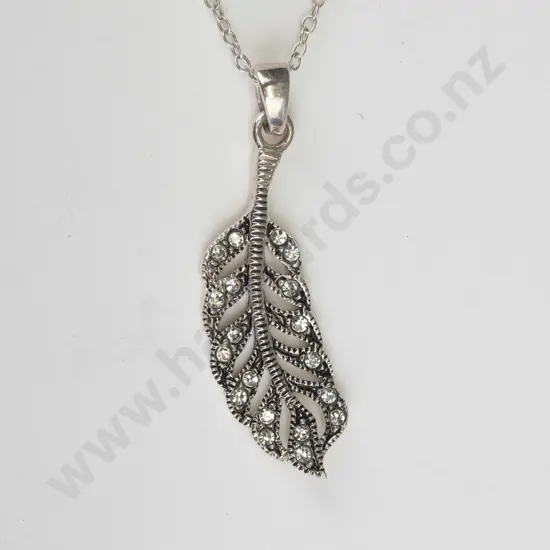 silver leaf necklace  with czs stamped 925