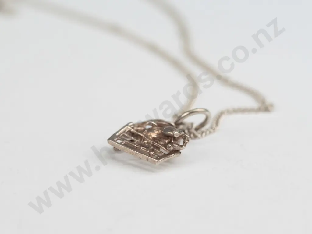 sterling silver necklace with jumping horse rider penadant Image 1++