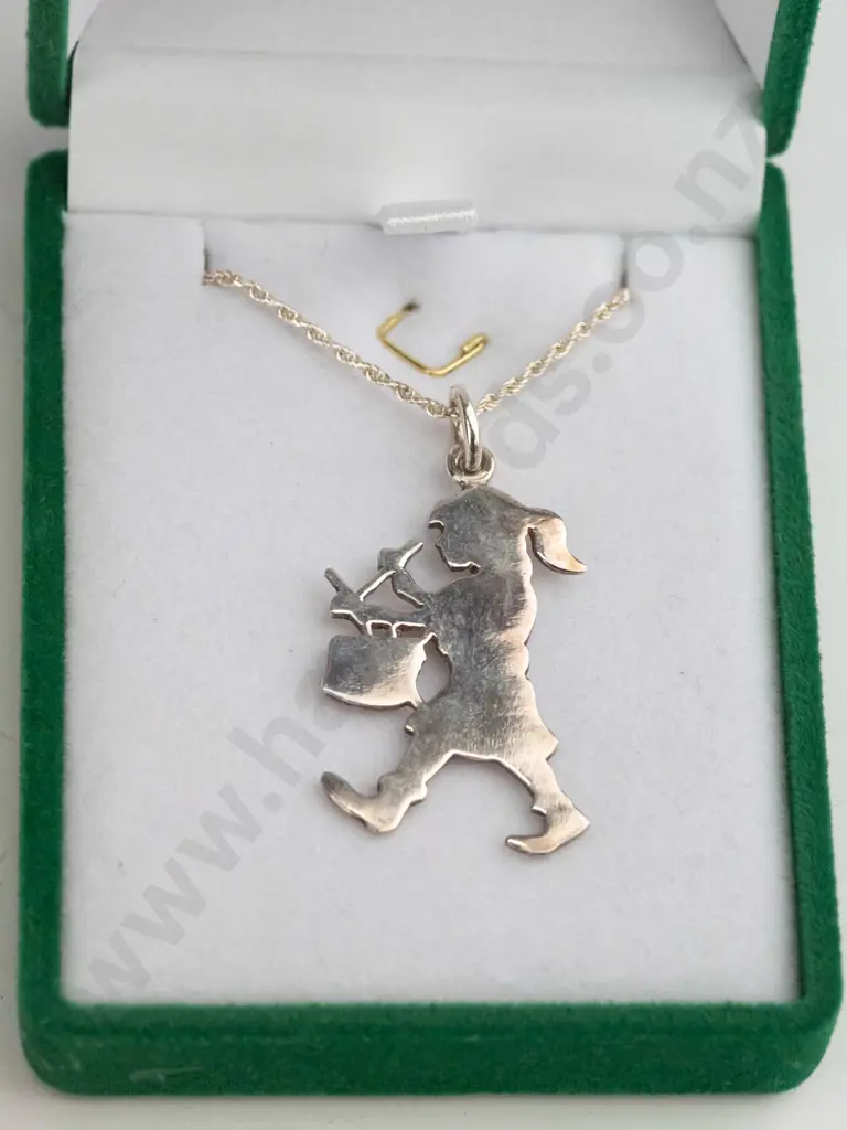 silver girl playing drum necklace stamped 925 Image 1++
