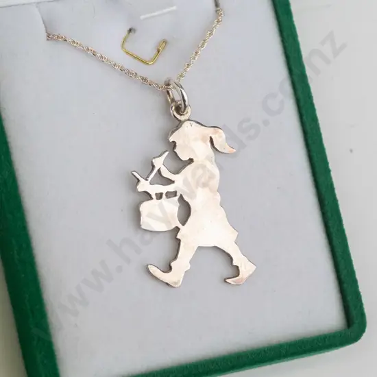 silver girl playing drum necklace stamped 925