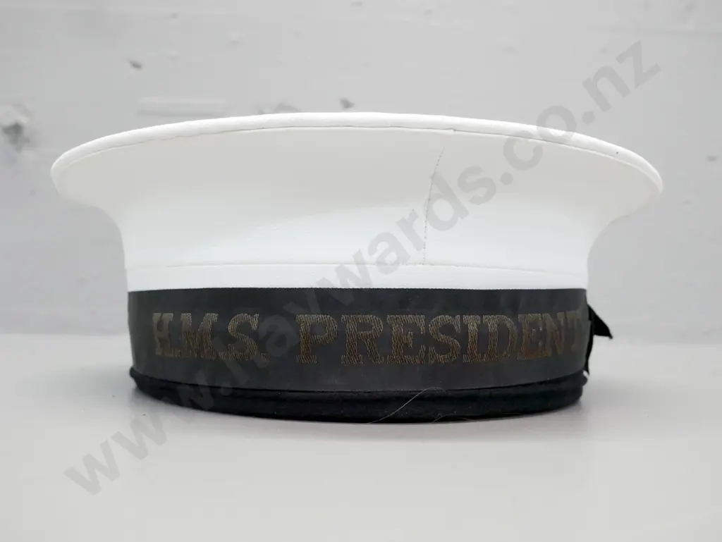 Vintage sailor's dress cap with "HMS President" band, size 7, size label has date '1968' Image 1++