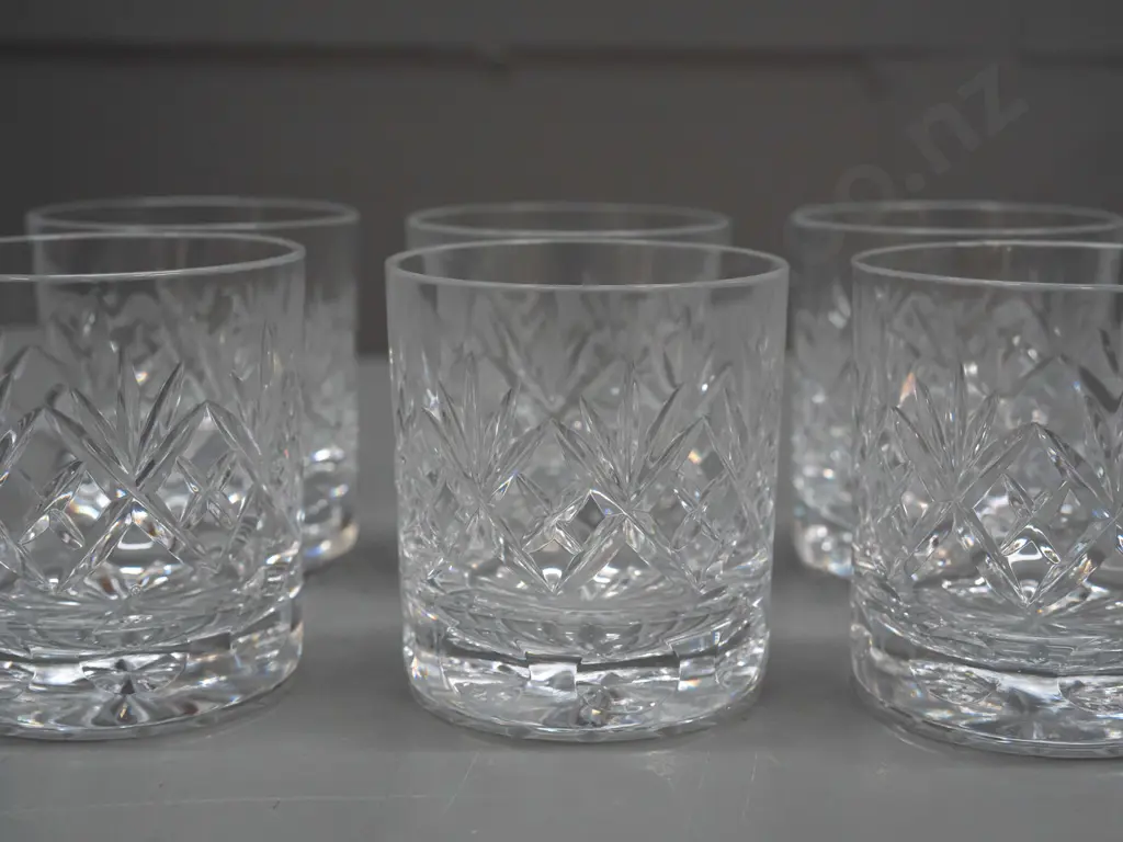 6 small cut crystal tumblers - no maker's marks H-75 Image 1++