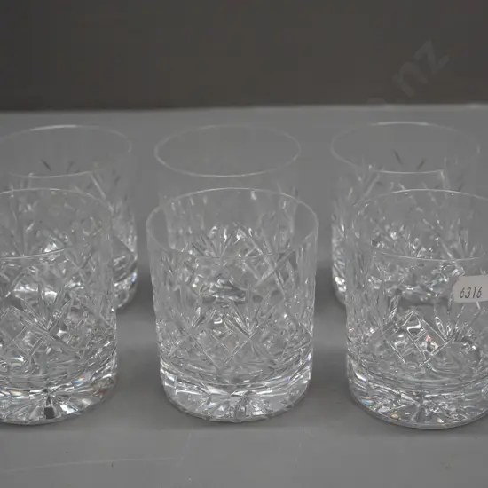 6 small cut crystal tumblers - no maker's marks H-75