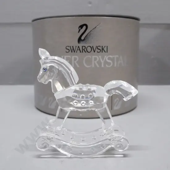 Swarovski miniature rocking horse, w/ original packaging. Total H-60