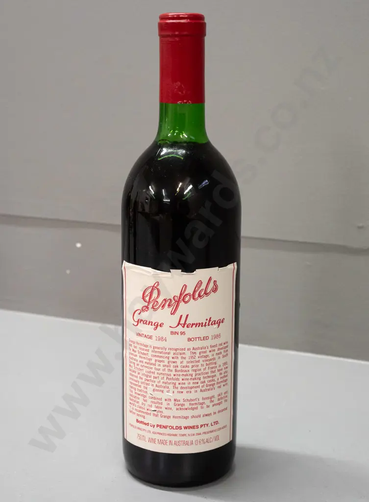 1984 Penfolds Grange Hermitage Bin 95 red wine 750ml bottle - some wrinkles & nicks to label Image 1++