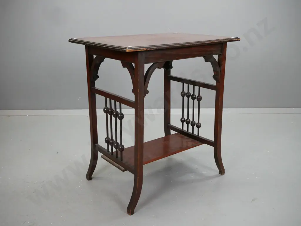 New Zealand colonial rimu arts and craft side table with oyster hand grained tops with sweeping legs. Image 1++